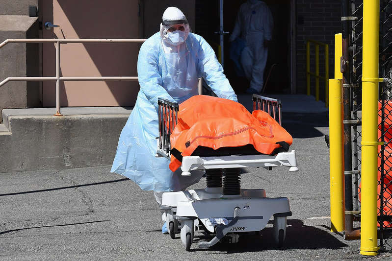 Scene of using medical body bags with a trolley