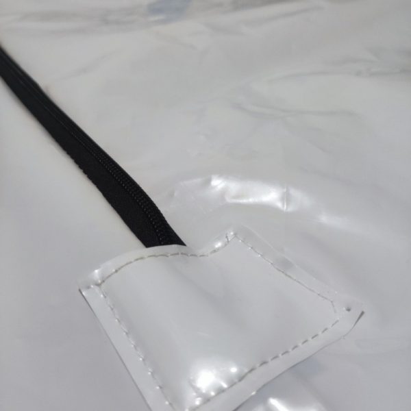 LDPE body bag, white with a black straight zipper in the middle-BR38 - Image 3