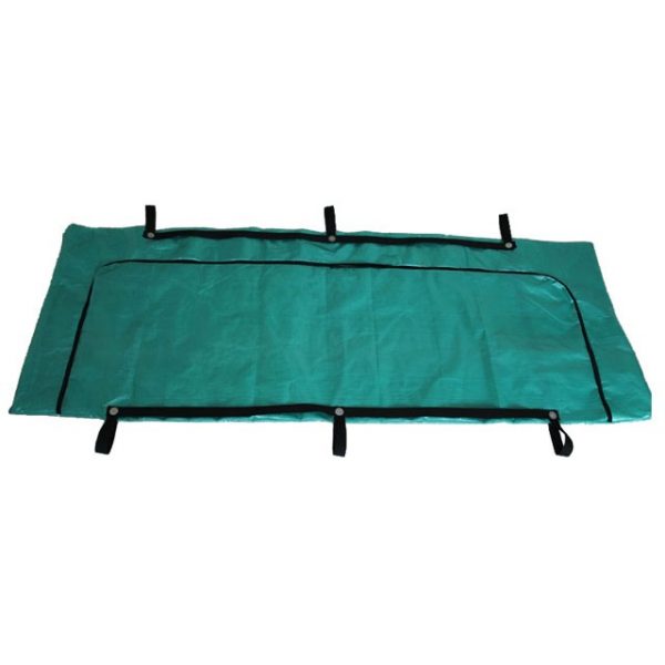 PE woven fabric body bag, blue, with an envelope-style zipper and six external handles